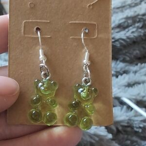 Lime Green Gummy Bear Earrings